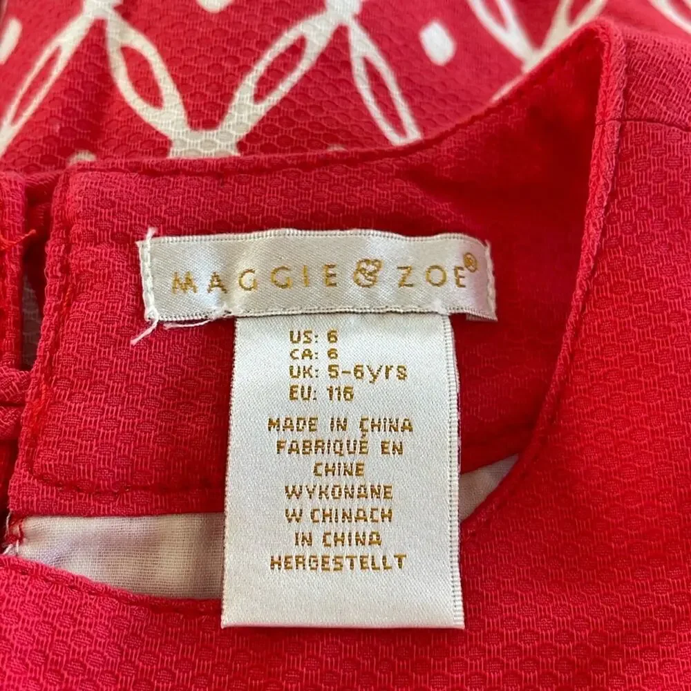 Maggie & Zoe Girl’s Dress Red White  Size 5-6 years